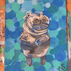 Adorable hippo painting prints, Nursery worthy.